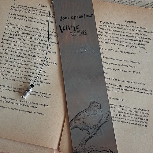 Marque-page cuir "vivre  ses rêves"