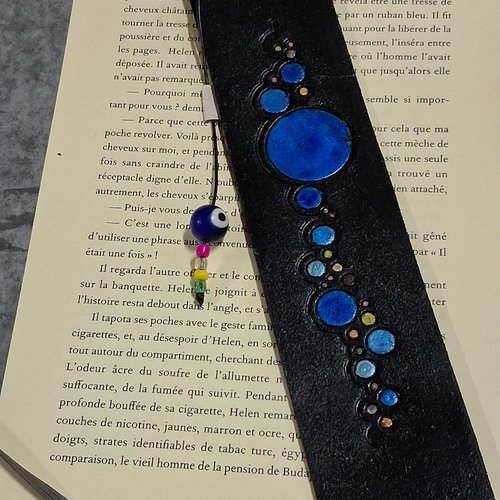 Marque page cuir "bulles "