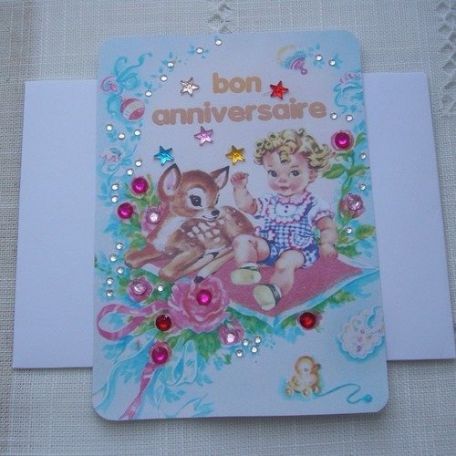 Carte "bon Anniversaire" Pour Enfant Ou Bébé Faite Main - Petit Enfant ...