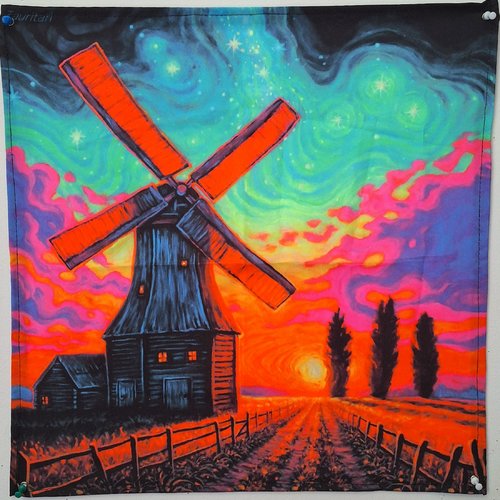 Tenture fluorescente moulin
