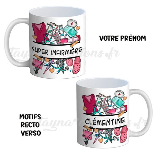 Mug infirmière personnalisable, mug infirmière prénom, idée cadeau collègue