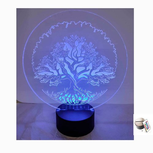 Veilleuse lampe arbre de vie, laser avec télécommande 9 couleurs en 1