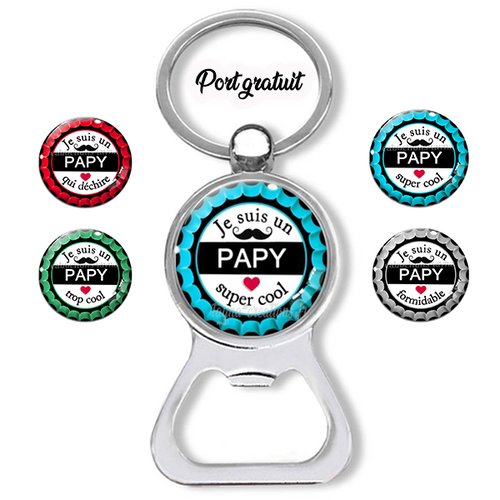 Porte clés papy, décapsuleur couleur au choix, idée cadeau fête des papy