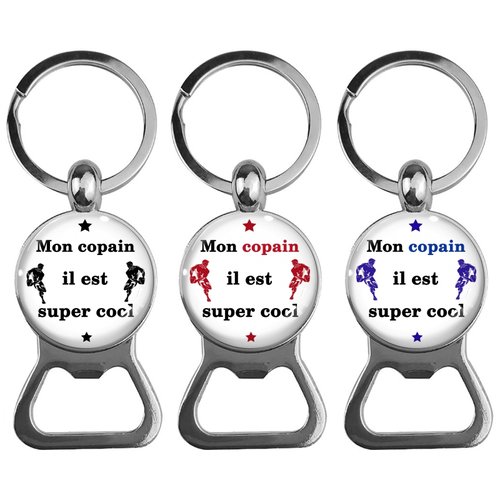 Décapsuleur copain rugby, porte clés copain idée cadeau homme, couleur au choix