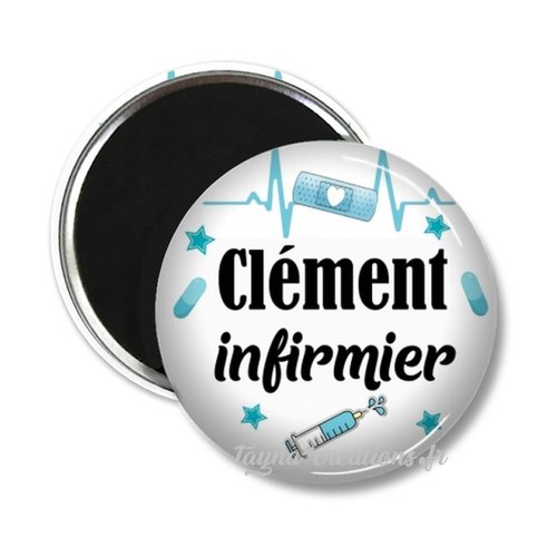 Badge infirmier personnalisé avec prénom, 50 mm