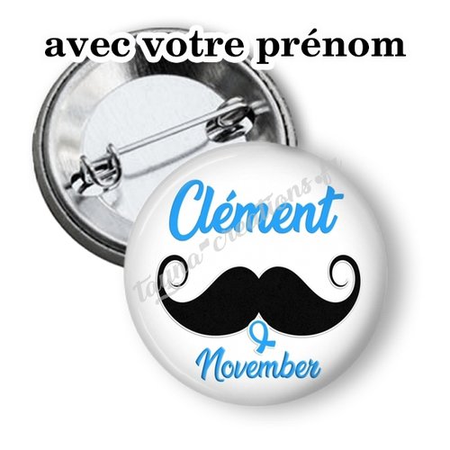 Badge november personnalisé avec prénom, 50 mm