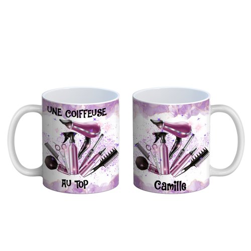 Mug coiffeuse personnalisable, cadeau coiffeuse fau top, a personnalisé avec prénom