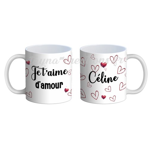 Mug je t'aime d'amour, mug personnalisable