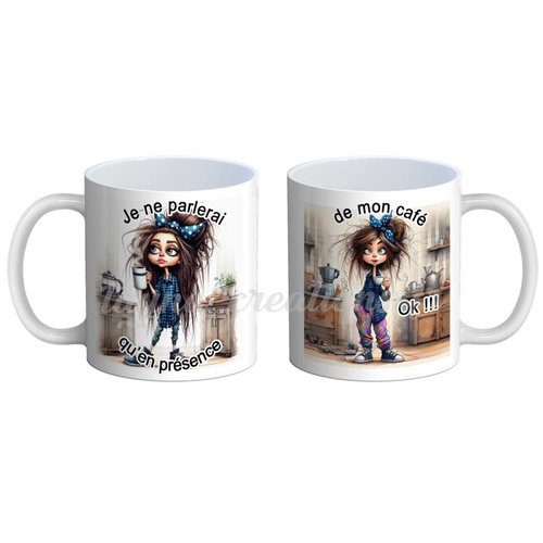 Mug je ne parlerai qu'en présence de mon café, mug humoristique