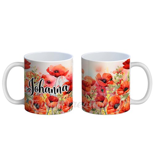 Mug coquelicot personnalisable, mug avec prénom