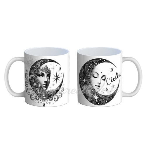 Mug cosmos personnalisable, mug avec prénom thème lune et cosmos