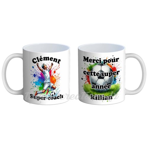 Mug coach de foot à personnaliser- super coach merci pour cette super année, cadeau sportif