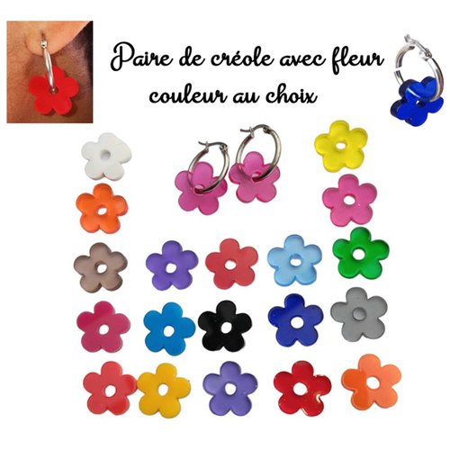Boucle d’oreilles créole fleur, créole fleur