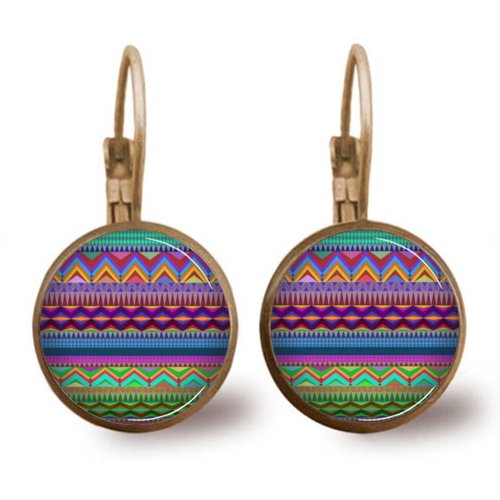 Boucle d’oreilles ethnique, dormeuse bronze ethnique