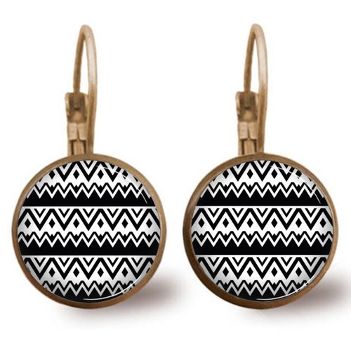 Boucle d’oreilles ethnique, dormeuse bronze ethnique