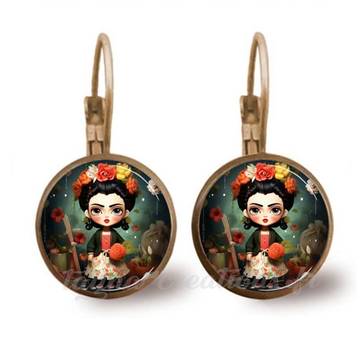 Boucle d’oreilles style frida, dormeuse originale style frida