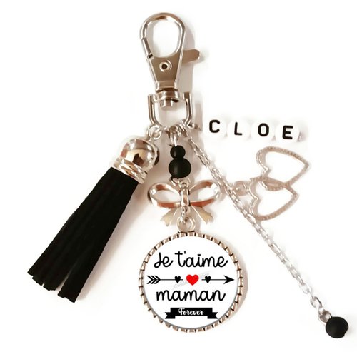 Votre prénom, porte clés je t'aime maman, cadeau pour elle