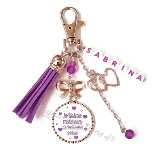 Porte clés je t'aime maman de tout mon cœur, cadeau fêtes des mères, idée cadeau pour elle