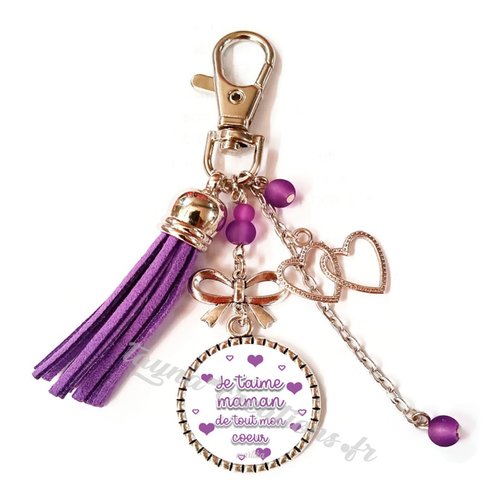 Porte clés je t'aime maman de tout mon cœur, cadeau fêtes des mères, idée cadeau pour elle