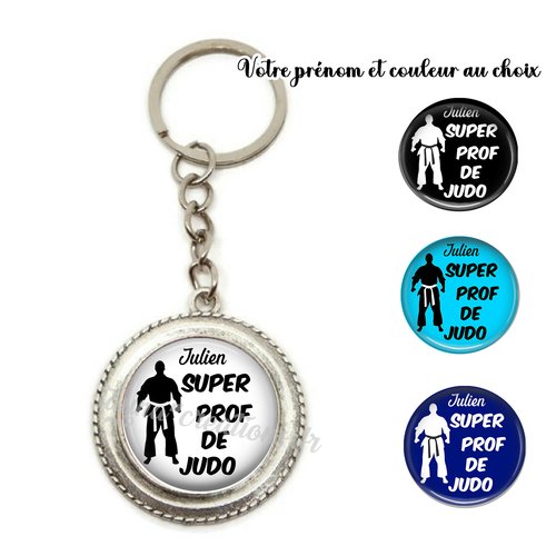 Votre prénom, porte clés super prof de judo personnalisable