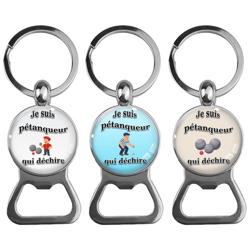 Porte clés je suis un pétanqueur qui déchire, décapsuleur sport pétanque