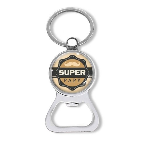 Porte clés super papy, décapsuleur cadeau fête des papys