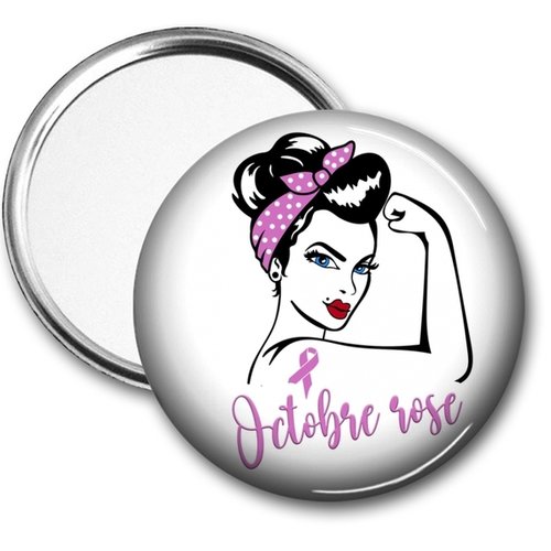 Miroir de poche octobre rose, miroirs en 5 ou 7,5 cm, idéal pour le sac à main, cadeau femme