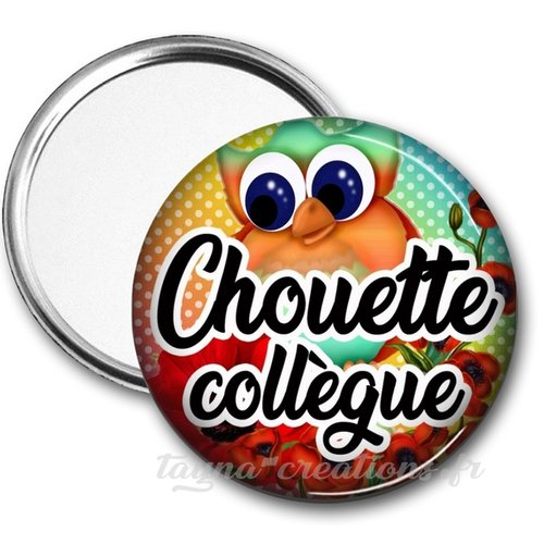 Miroir de poche "chouette collègue, deux tailles disponibles
