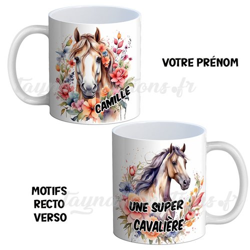 Mug cavalière personnalisable, mug équitation