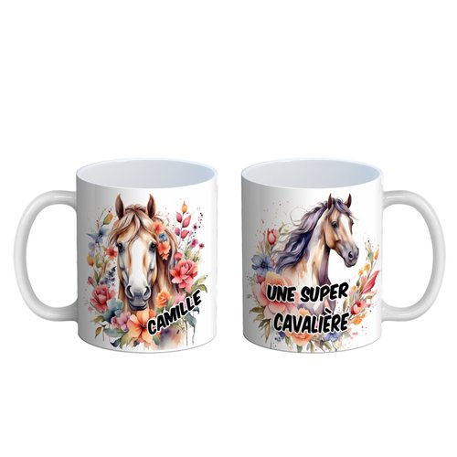 Mug cavalière personnalisable, mug équitation