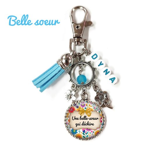 Votre prénom, porte clés super belle sœur, porte clés  bleu