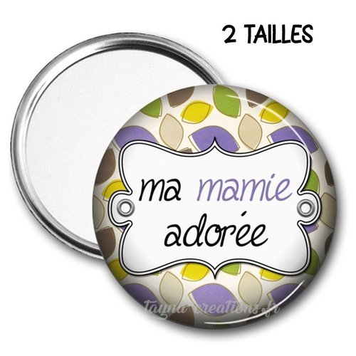 Miroir de poche mamie, ma mamie adorée, deux tailles disponibles