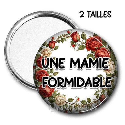 Miroir de poche mamie, une mamie formidable, deux tailles disponibles