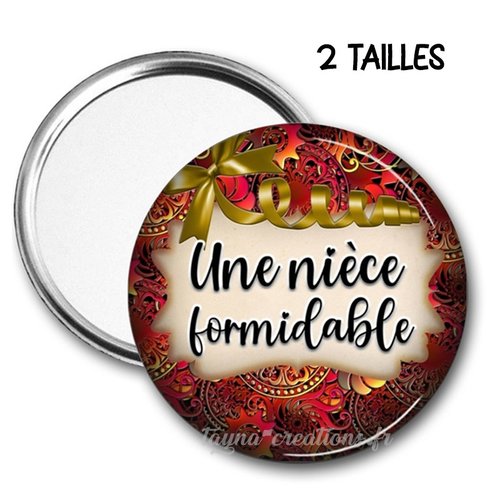 Miroir de poche une nièce formidable, deux tailles disponibles 50 et 75 mm