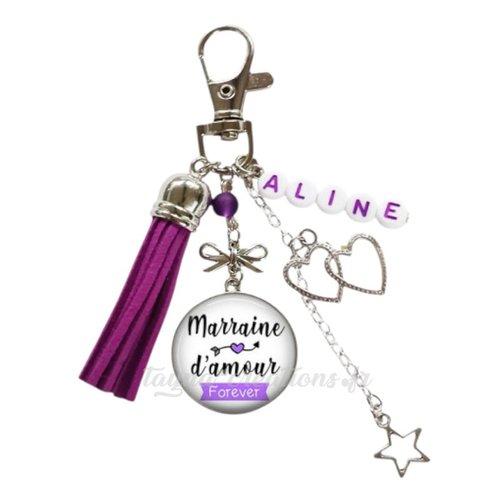 Porte-clés marraine d’amour foreve - bijou de sac - cadeau personnalisé