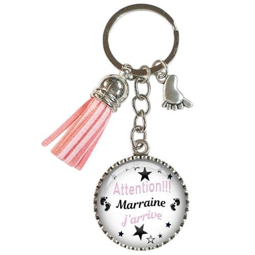 Porte-clés "attention marraine, j’arrive !!!", annonce de grossesse