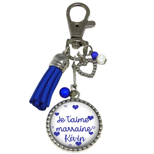 Porte-clés je t’aime marraine, modèle personnalisable avec prénom