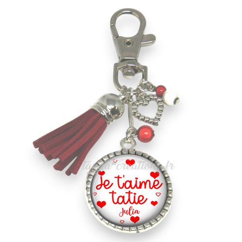 Porte-clés je t’aime tatie, modèle personnalisable avec prénom