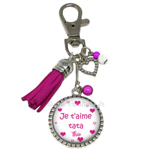 Porte-clés je t'aime tata, modèle personnalisable avec prénom