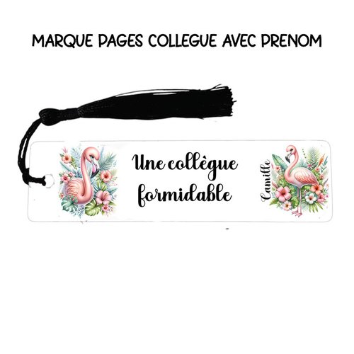 Marque-page collègue, personnalisable avec prénom en métal