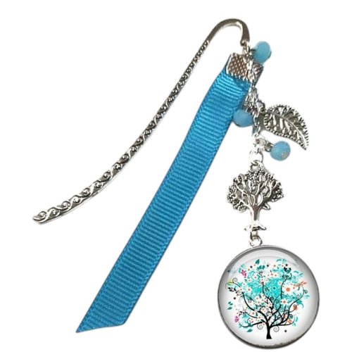 Marque pages arbre de vie bleu, cadeau marque pages pour livre