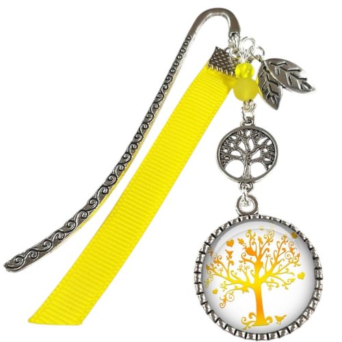 Marque-pages arbre de vie, cadeau marque pages jaune