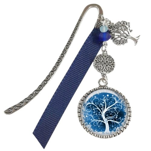 Marque-pages arbre de vie, cadeau marque pages bleu, cadeau noël