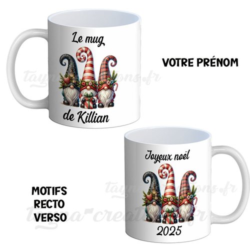 Mug joyeux noël, le mug de votre prénom, personnalisable