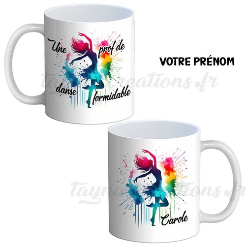 Mug prof de danse personnalisable, mug une prof de danse formidable
