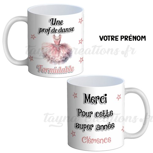 Mug une prof de danse formidable personnalisable, mug merci pour cette super année