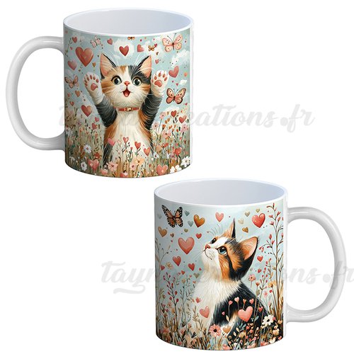 Mug chat papillon, mug recto verso chat