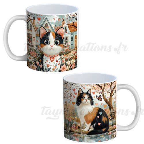 Mug chat papillon, mug recto verso chat