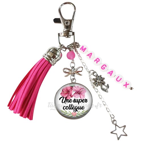 Votre prénom, porte clés une super collègue, porte clés rose