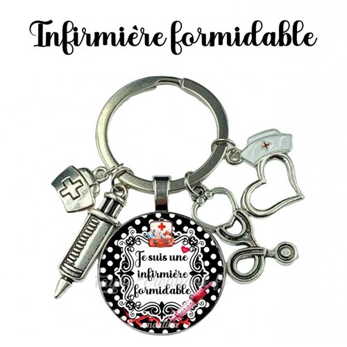 Porte-clés infirmière formidable – cadeau pour infirmière, matière verre ou résine
